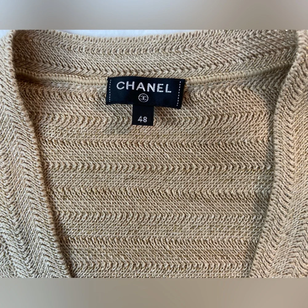 CHANEL Striped Metallic Knit Cardigan from 2019 Cruise La Pausa Size 48 - Picture 3 of 12